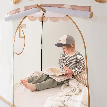 卡其城堡兒童室內遊戲帳篷 Khaki Castle Play Tent for Kids - Portable Indoor Playhouse