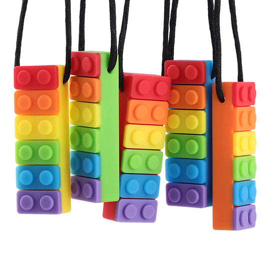 Seeway 感統咀嚼彩虹LEGO項鍊 5件組 Chew Rainbow LEGO Necklaces – 5 Pack