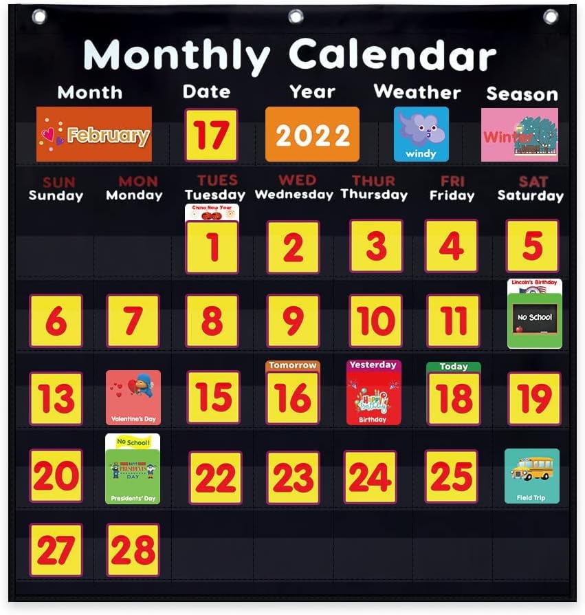 月曆天氣學習圖表 Monthly Calendar & Weather Pocket Chart