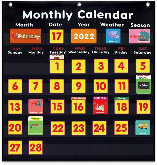 月曆天氣學習圖表 Monthly Calendar & Weather Pocket Chart