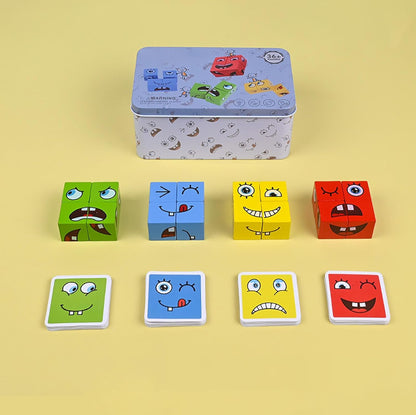 木製表情魔方配對遊戲 Wooden Face Expression Puzzle Cubes