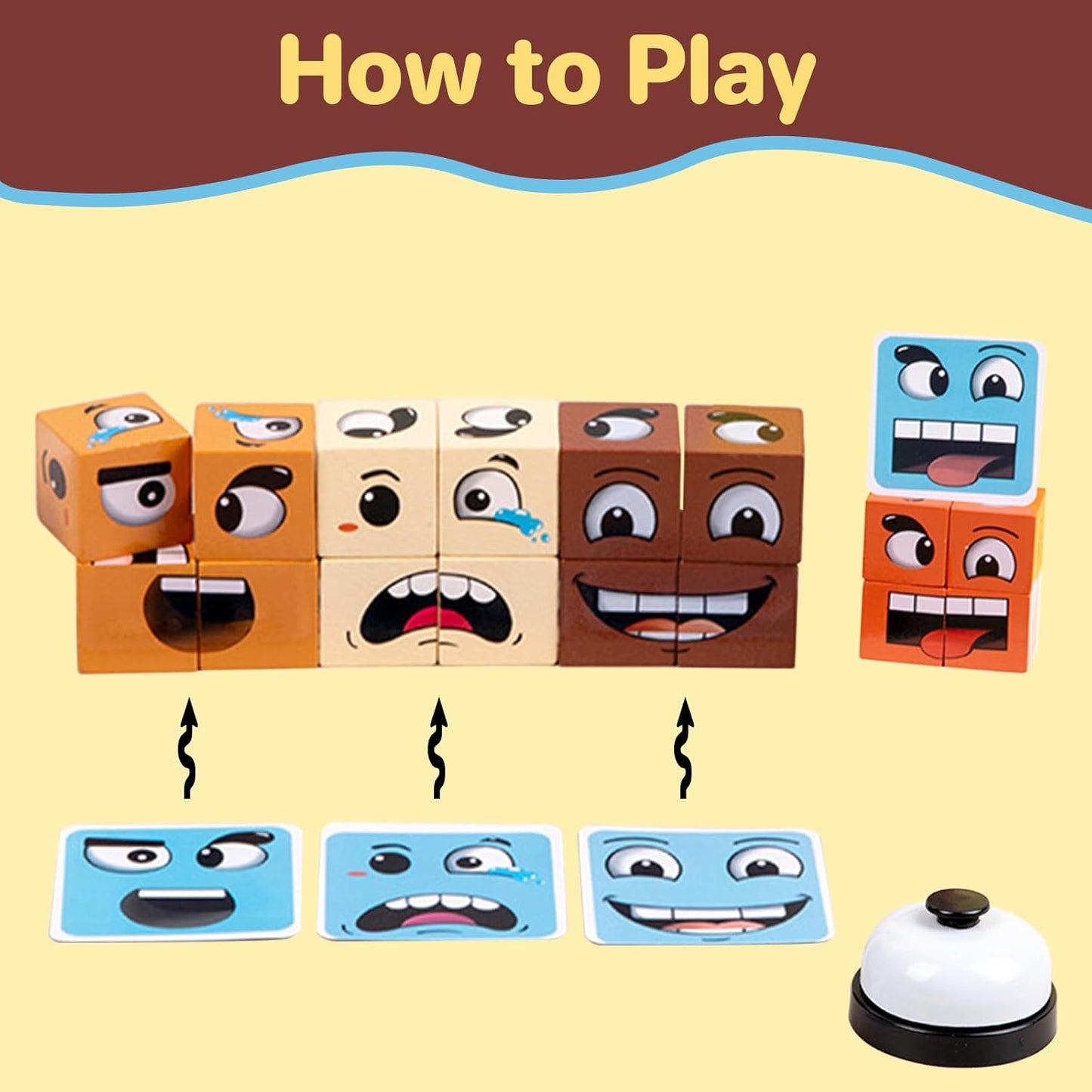 木製變臉魔方配對遊戲 Wooden Face Blocks Matching Game