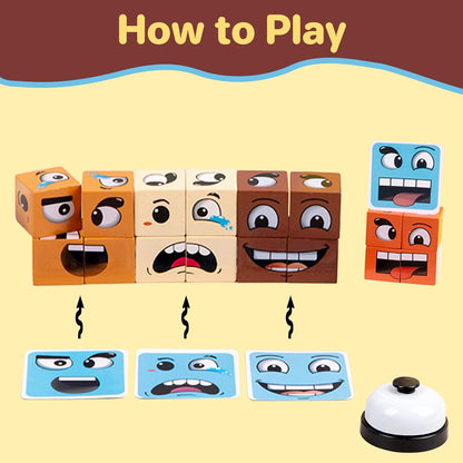 木製變臉魔方配對遊戲 Wooden Face Blocks Matching Game