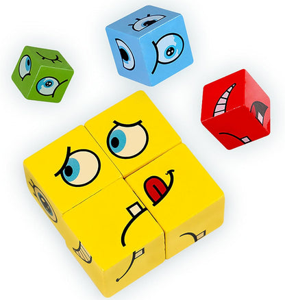木製表情魔方配對遊戲 Wooden Face Expression Puzzle Cubes