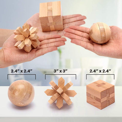 LESONG 腦力挑戰解環套組 Brain Teaser Puzzles - 9 Pack Metal & Wood Set