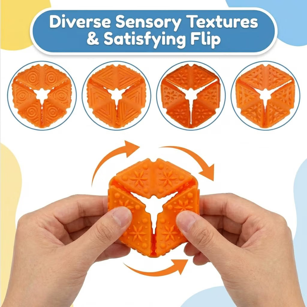 四面觸感翻轉方塊 矽膠感統減壓石 4-in-1 Textured Sensory Flip Cubes (Pack of 6)