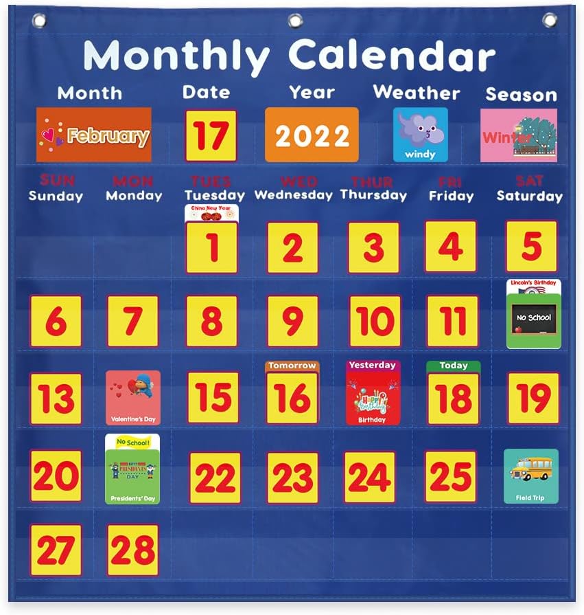 月曆天氣學習圖表 Monthly Calendar & Weather Pocket Chart