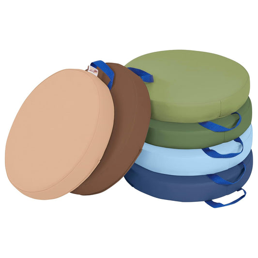 ECR4Kids靈活學習地板坐墊6件組-大地色系 SoftZone Round Floor Cushions, 6-Piece Set - Earth Tones
