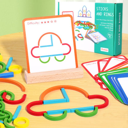 木質彩棒圓環配對玩具 Wooden Sticks & Rings Matching Toy