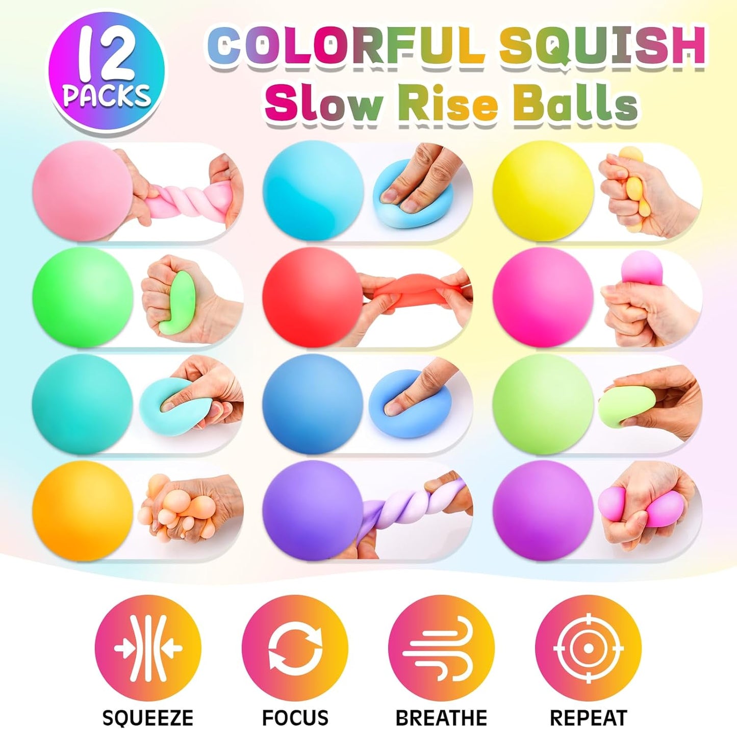 12入舒壓慢回彈球 12-Pack Slow-Rise Stress Balls