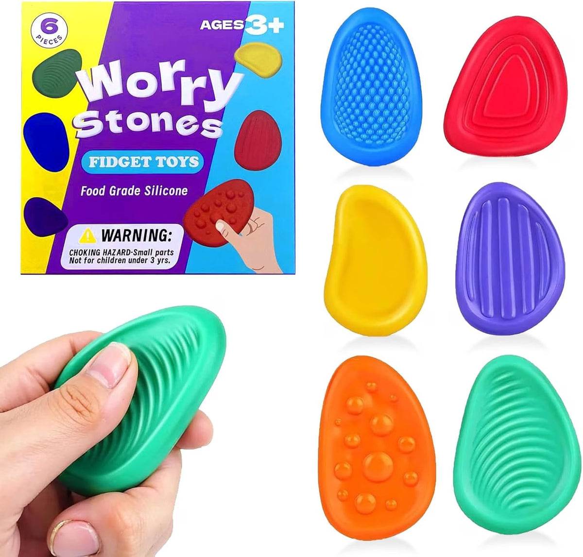 安撫石感統觸覺減壓石 Worry Stones Sensory Calming Stones (Pack of 6)