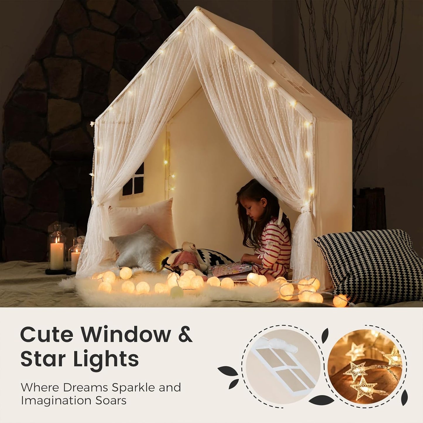 波西米亞風蕾絲兒童遊戲帳篷 Boho Lace Play Tent for Kids