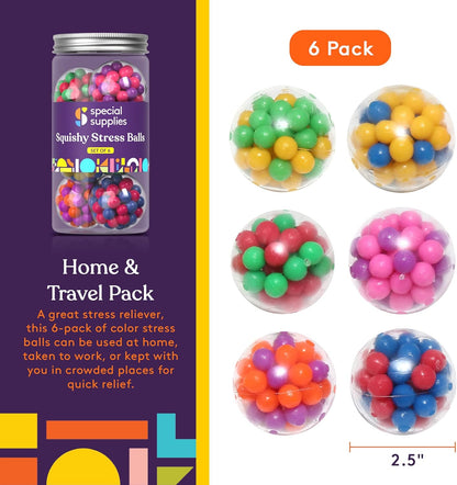Special Supplies 彩色感壓球 Squishy Stress Balls - 6 Pack (Style#1)