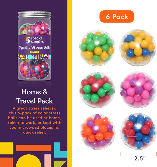 Special Supplies 彩色感壓球 Squishy Stress Balls - 6 Pack (Style#1)