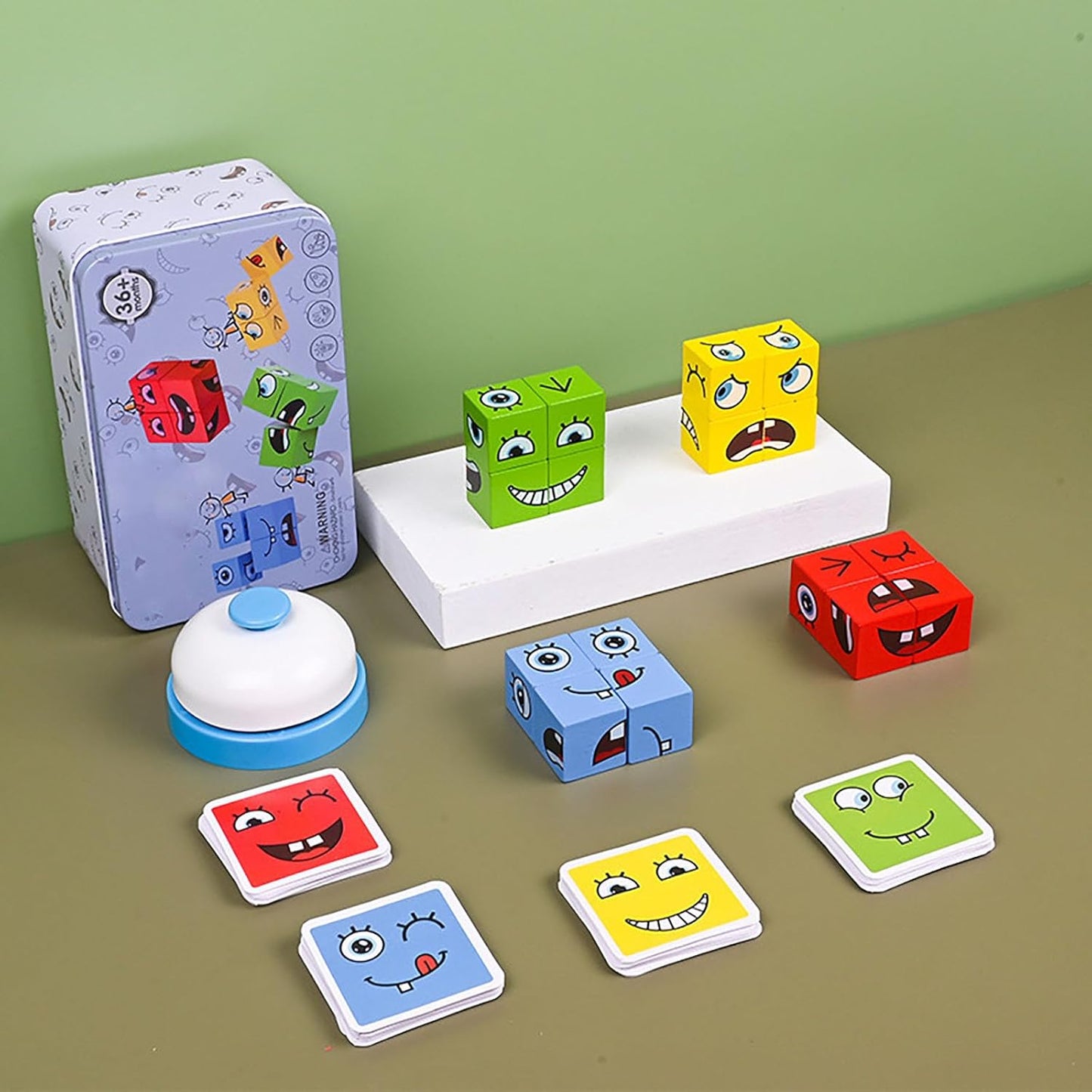 木製表情魔方配對遊戲 Wooden Face Expression Puzzle Cubes