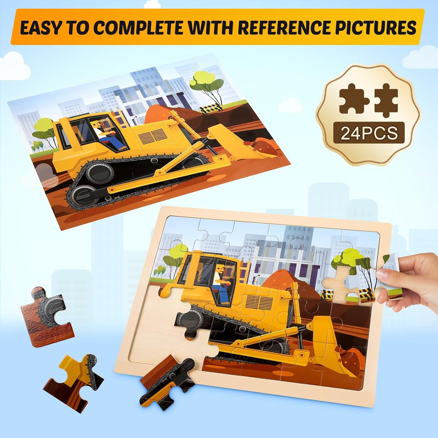 木製工程車拼圖 Wooden Vehicle Puzzles for Kids