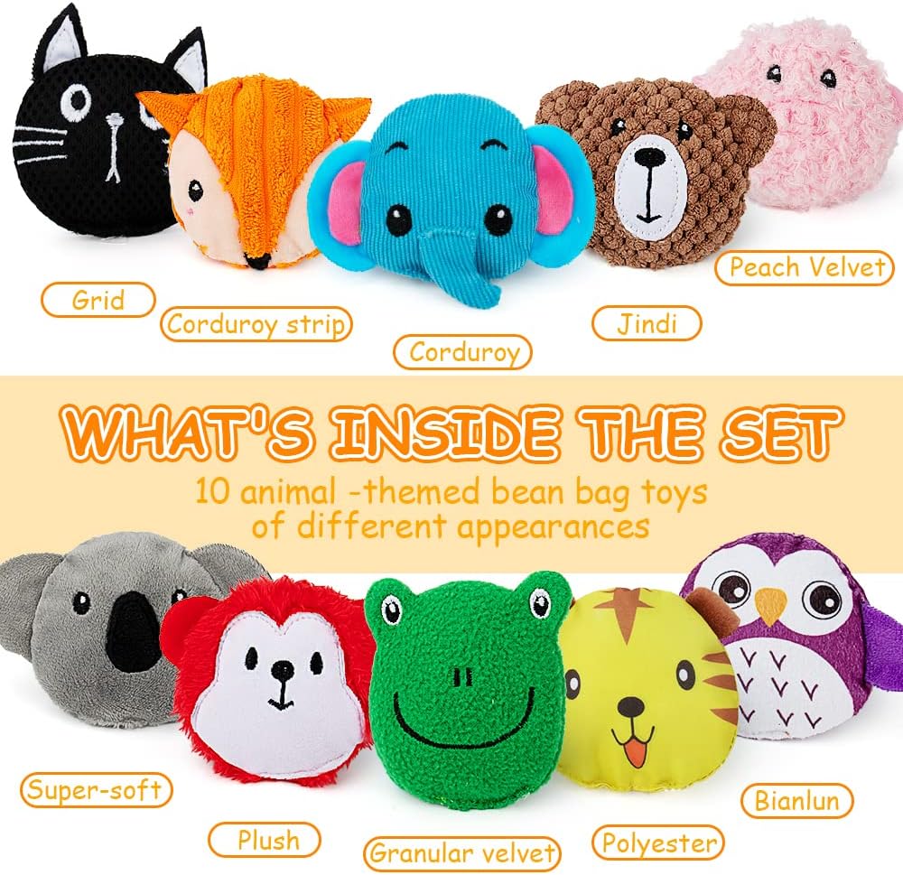 teytoy 動物感官紋理豆袋 10入 Sensory Bean Bags for Kids - 10pcs Animal Texture Set
