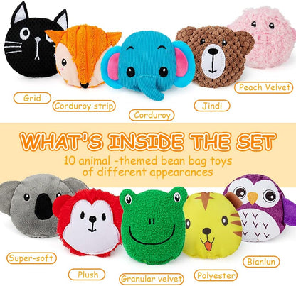 teytoy 動物感官紋理豆袋 10入 Sensory Bean Bags for Kids - 10pcs Animal Texture Set