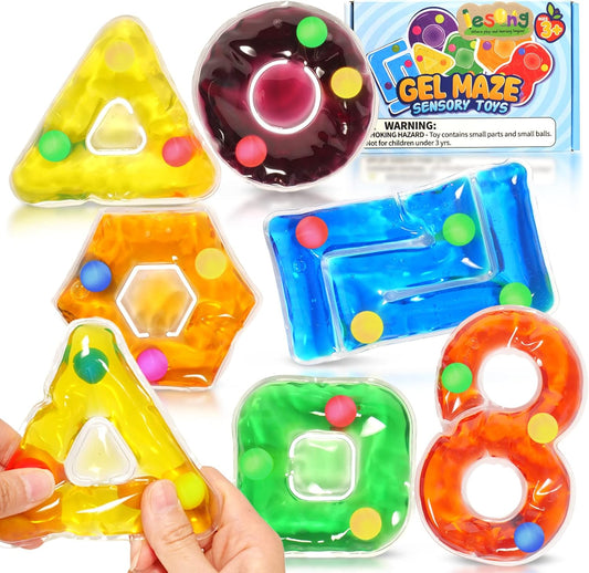 LESONG 凝膠迷宮形狀玩具 Gel-Filled Shape Maze Toys – 6 Pack