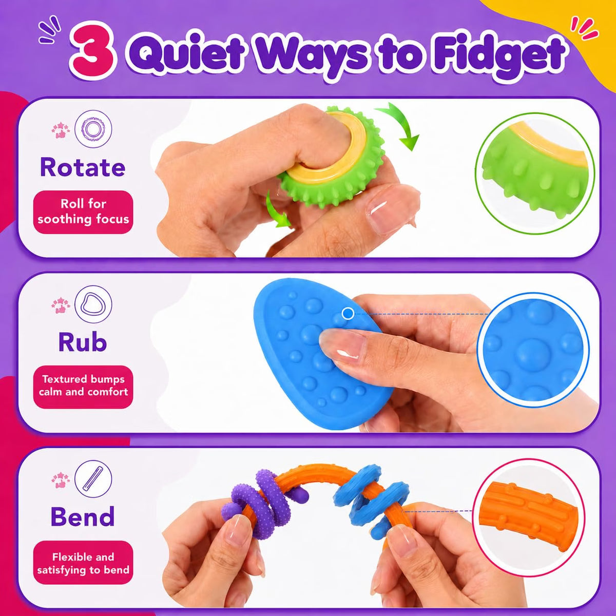 LESONG 矽膠感統減壓玩具套裝 24 Pack Silicone Sensory Fidget Set