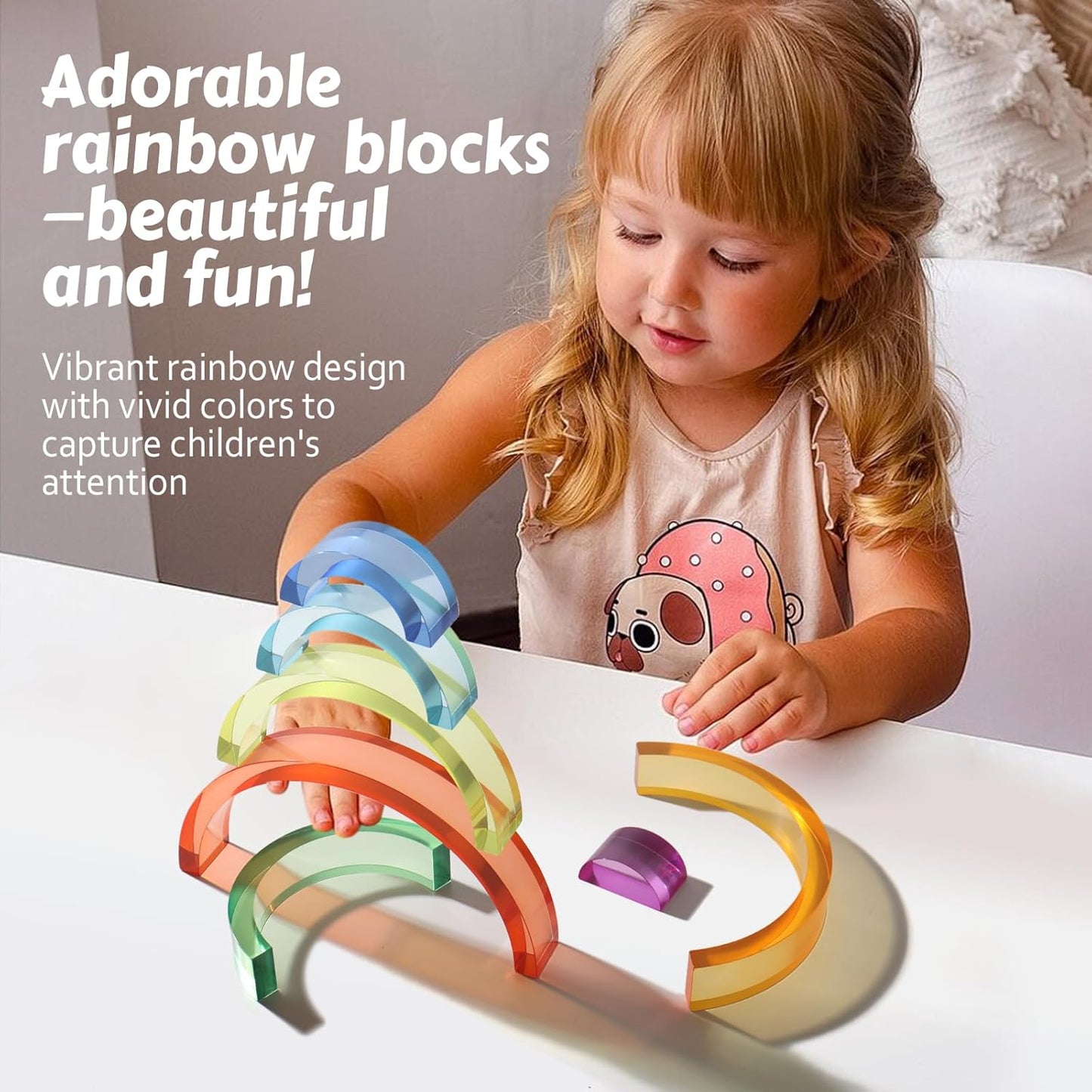 7色漸層拱形積木 Acrylic Rainbow Blocks Set