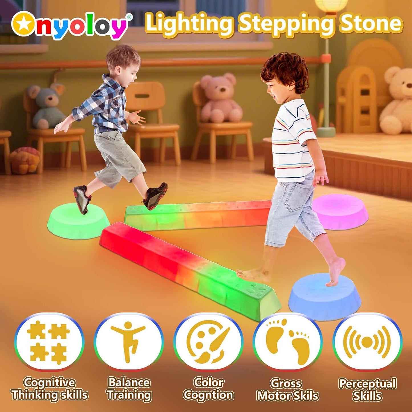 發光平衡組件 3踏石+2平衡木 Light-Up Balance Set&nbsp;(3 Stones + 2 Beams)