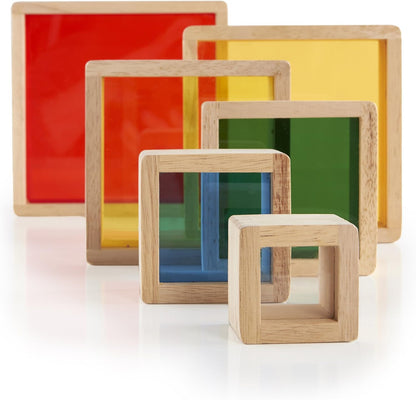 Guidecraft 彩虹堆疊金字塔-幼兒色彩探索學習玩具 Stacking Rainbow Pyramid - Colorful