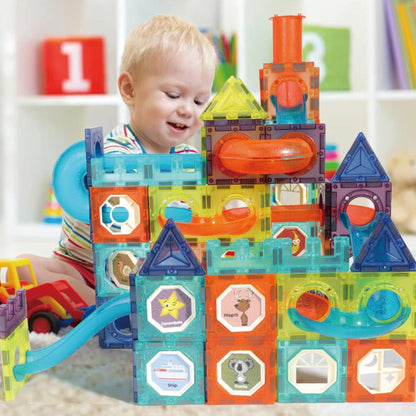 夜光磁力滾珠建構積木 110片 Glow-in-the-Dark Magnetic Marble Run 110-Piece