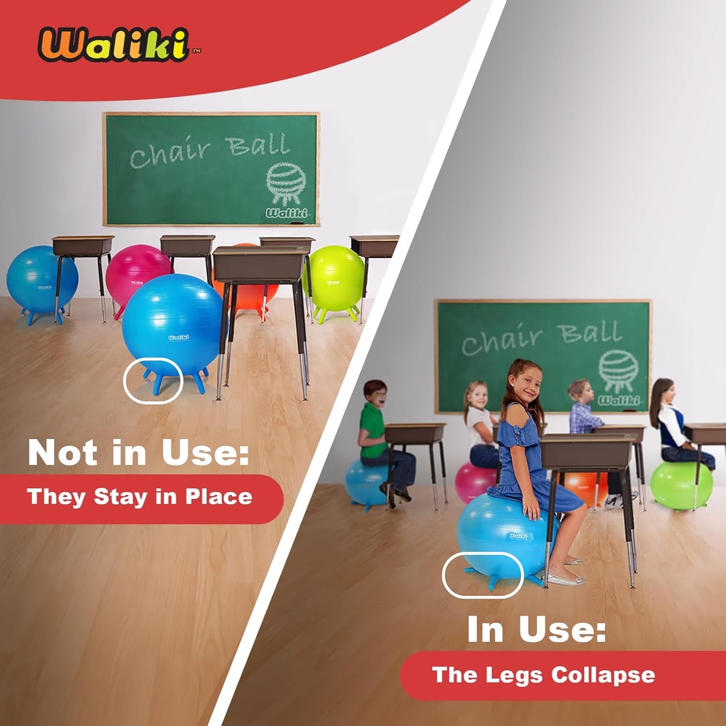 WALIKI 兒童足式瑜伽球椅 4張 Footed Yoga Ball Chair 4 PACK