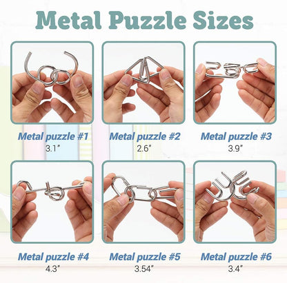 LESONG 腦力挑戰解環套組 Brain Teaser Puzzles - 9 Pack Metal & Wood Set
