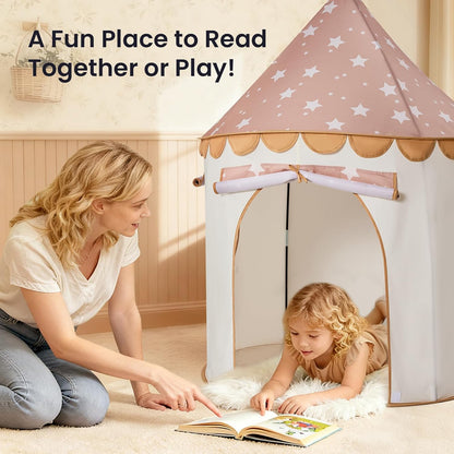 卡其城堡兒童室內遊戲帳篷 Khaki Castle Play Tent for Kids - Portable Indoor Playhouse