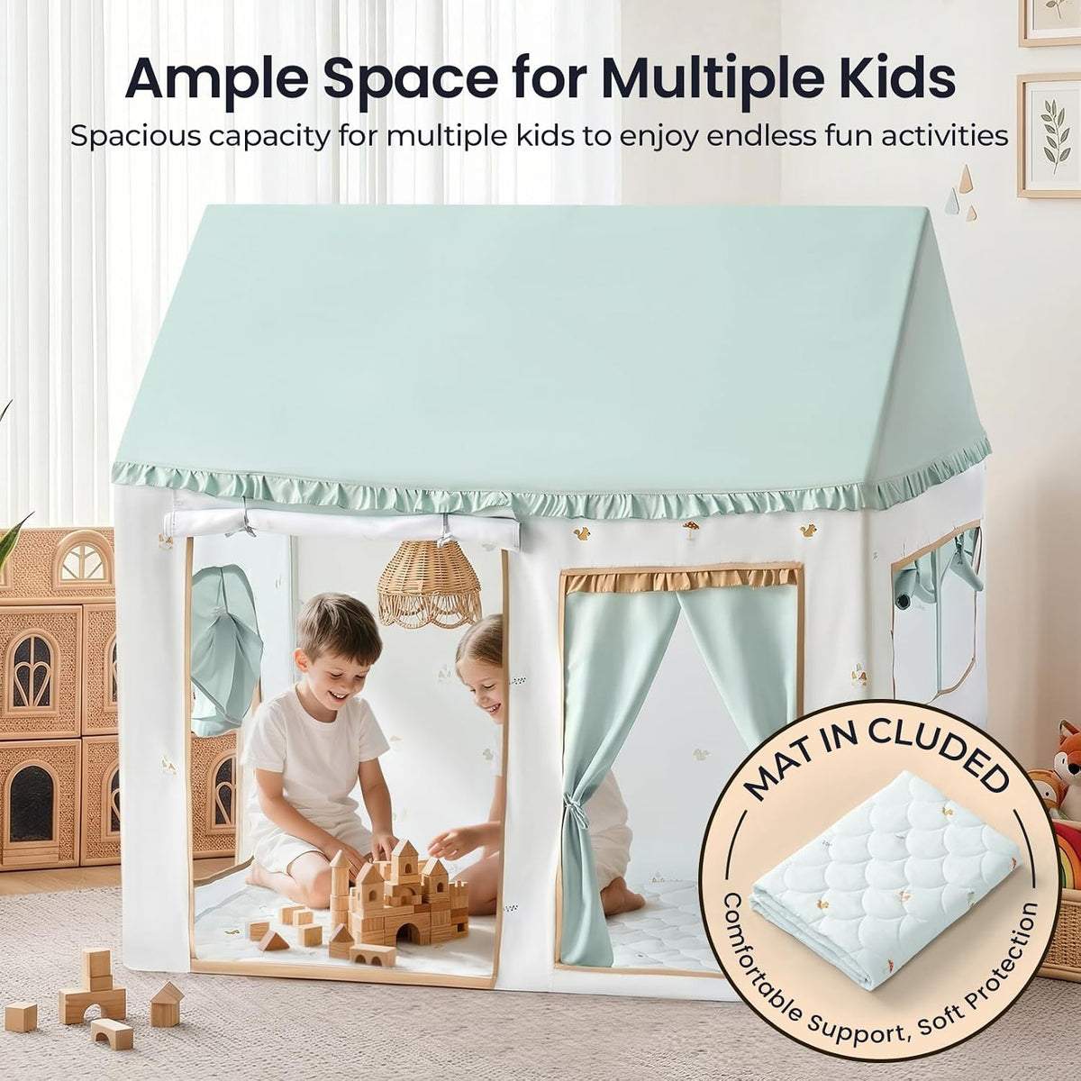 Tiny Land 鼠尾草綠小屋遊戲帳篷 Sage Green Kids Playhouse Tent