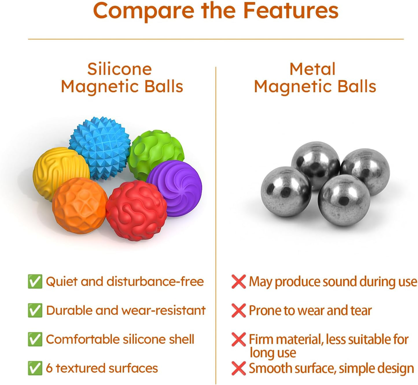 矽膠磁力感官解壓球套裝 Silicone Magnetic Sensory Fidget Balls Set