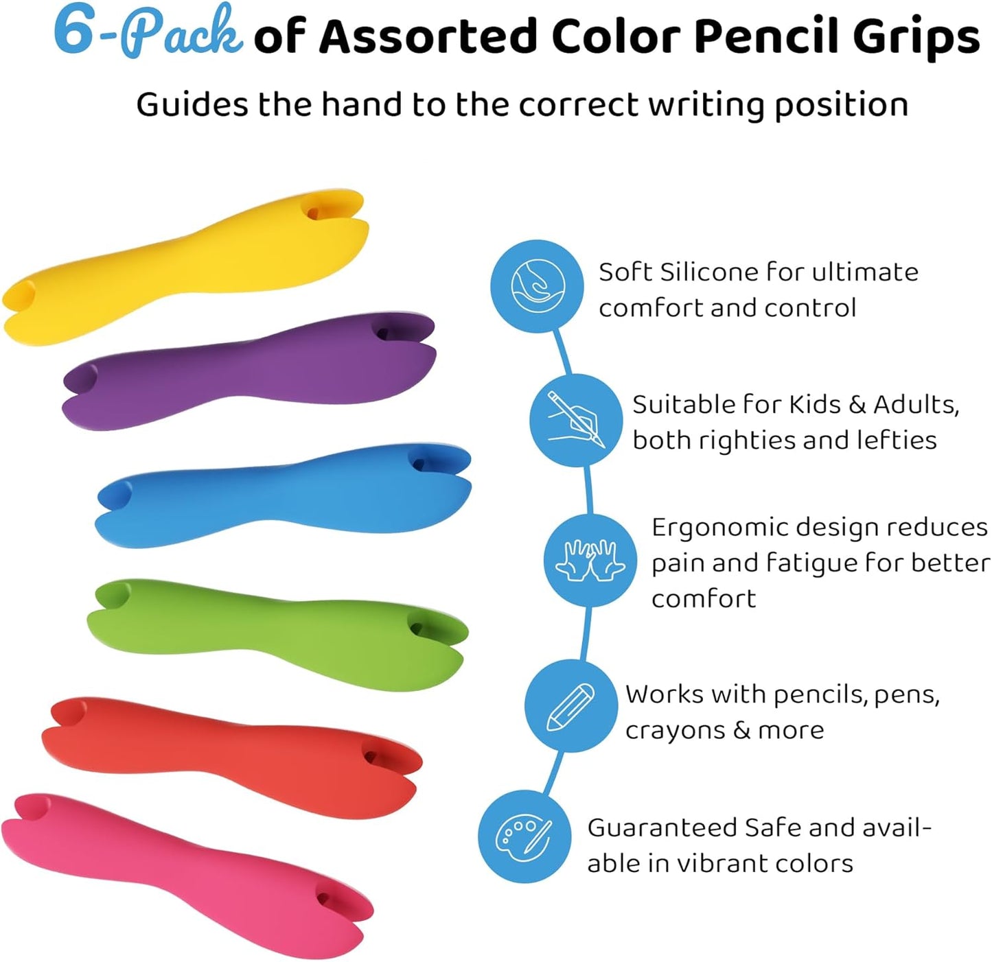 人體工學握筆器 6入組 Ergonomic Pencil Grips 6-Pack