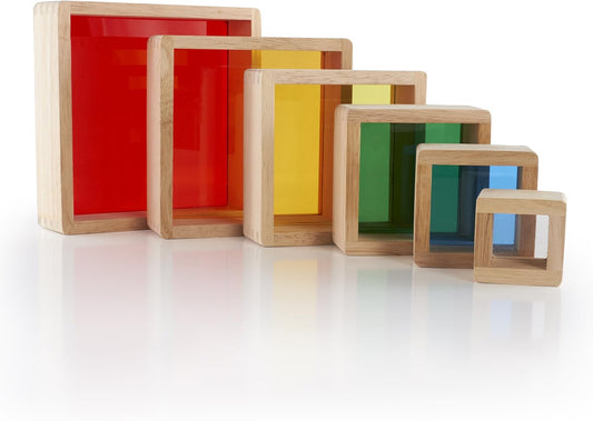 Guidecraft 彩虹堆疊金字塔－幼兒色彩探索學習玩具 Stacking Rainbow Pyramid – Colorful Educational Toy for Toddlers