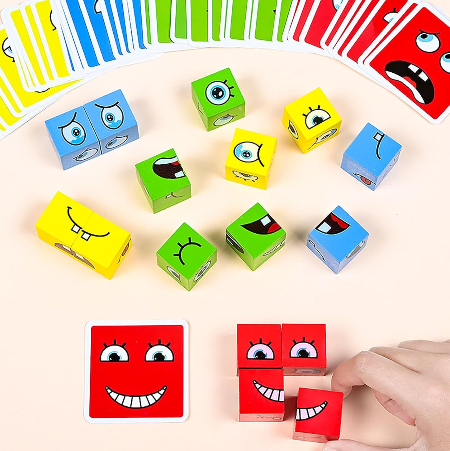 木製表情魔方配對遊戲 Wooden Face Expression Puzzle Cubes
