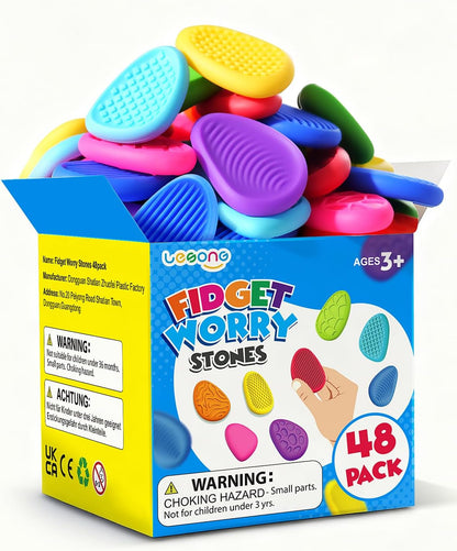 LESONG 紋理紓壓石 Textured Worry Stones - 24 Pack