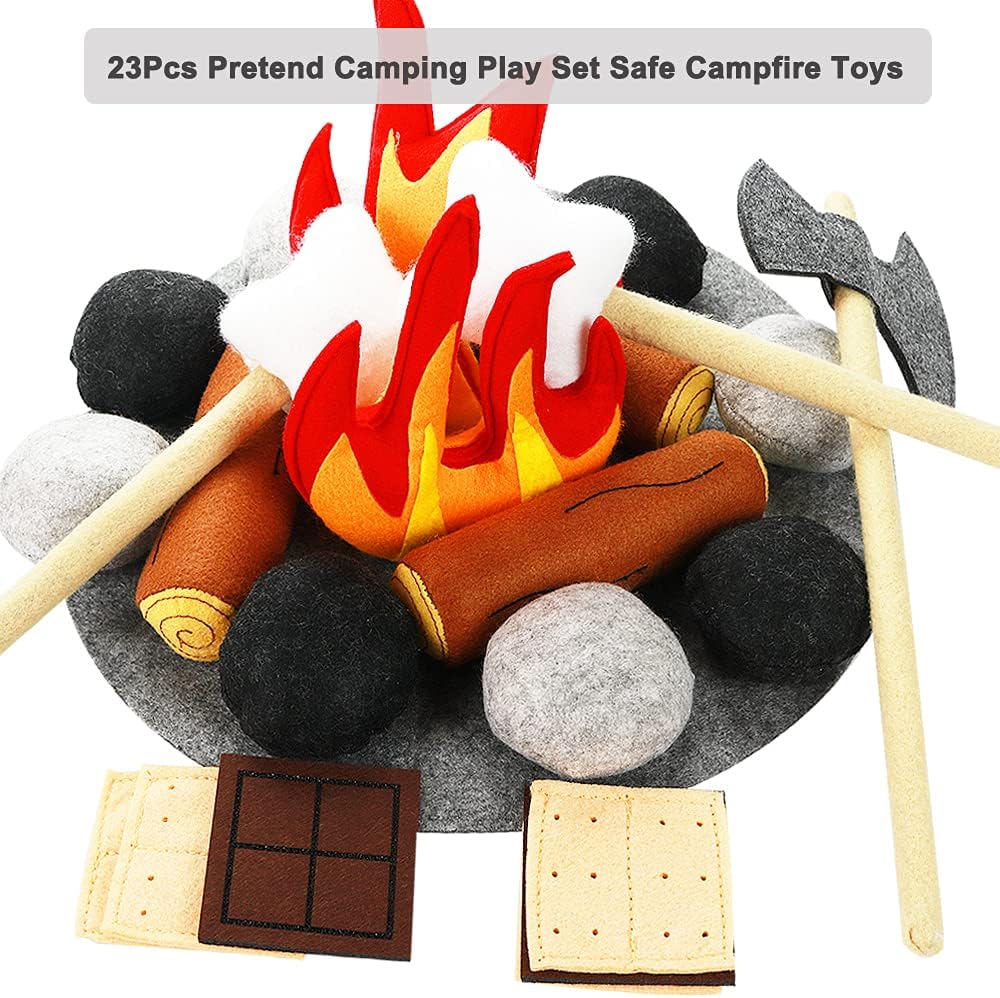 23件組 仿真營火毛氈遊戲套裝 23 PCS Pretend Campfire Plush Playset