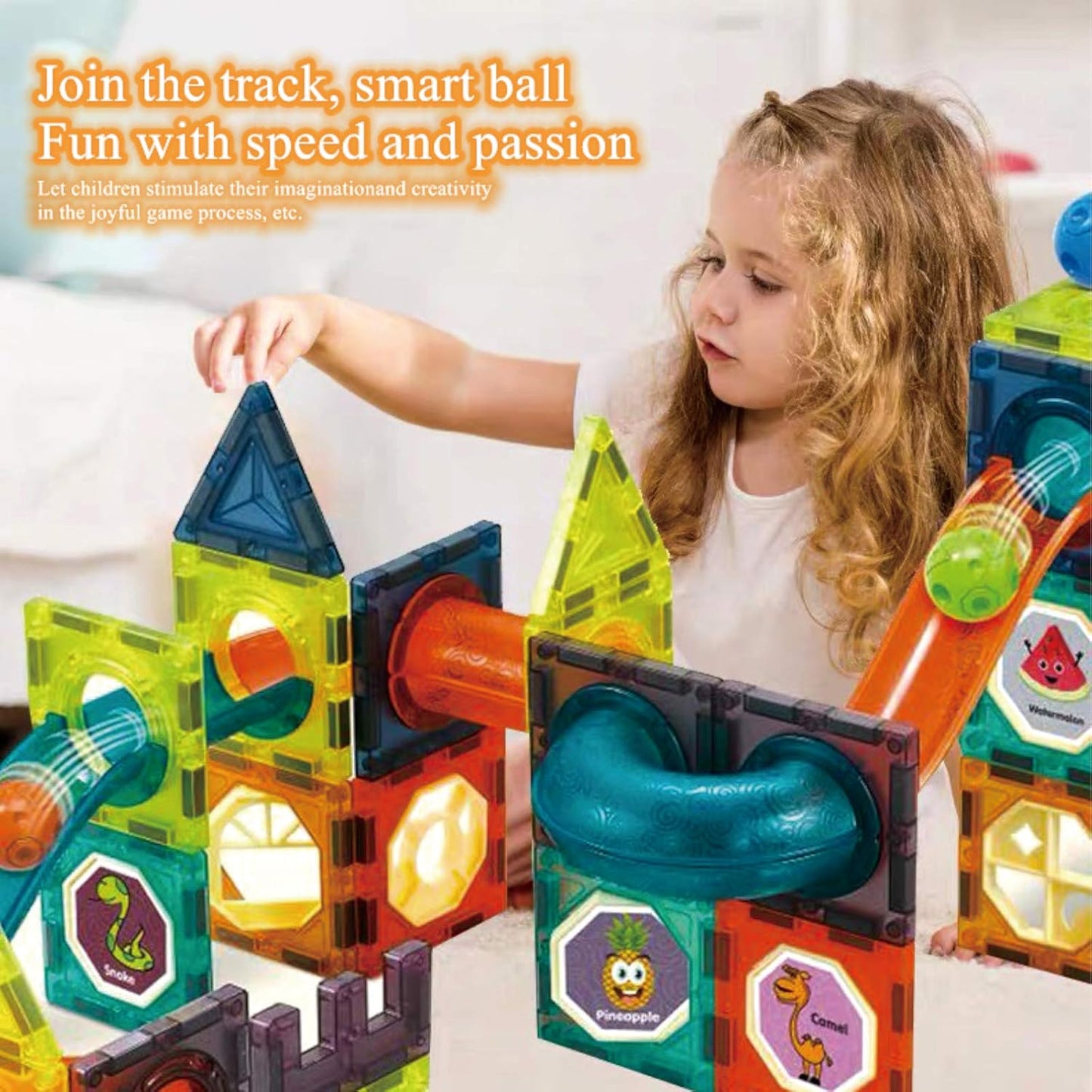 夜光磁力滾珠建構積木 110片 Glow-in-the-Dark Magnetic Marble Run 110-Piece