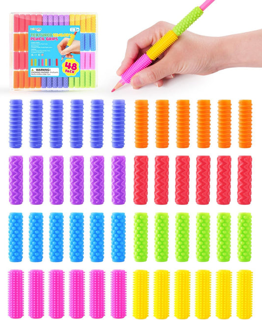 LESONG 紋理矽膠握筆器 48入組  Textured Pencil Grips 48-Pack