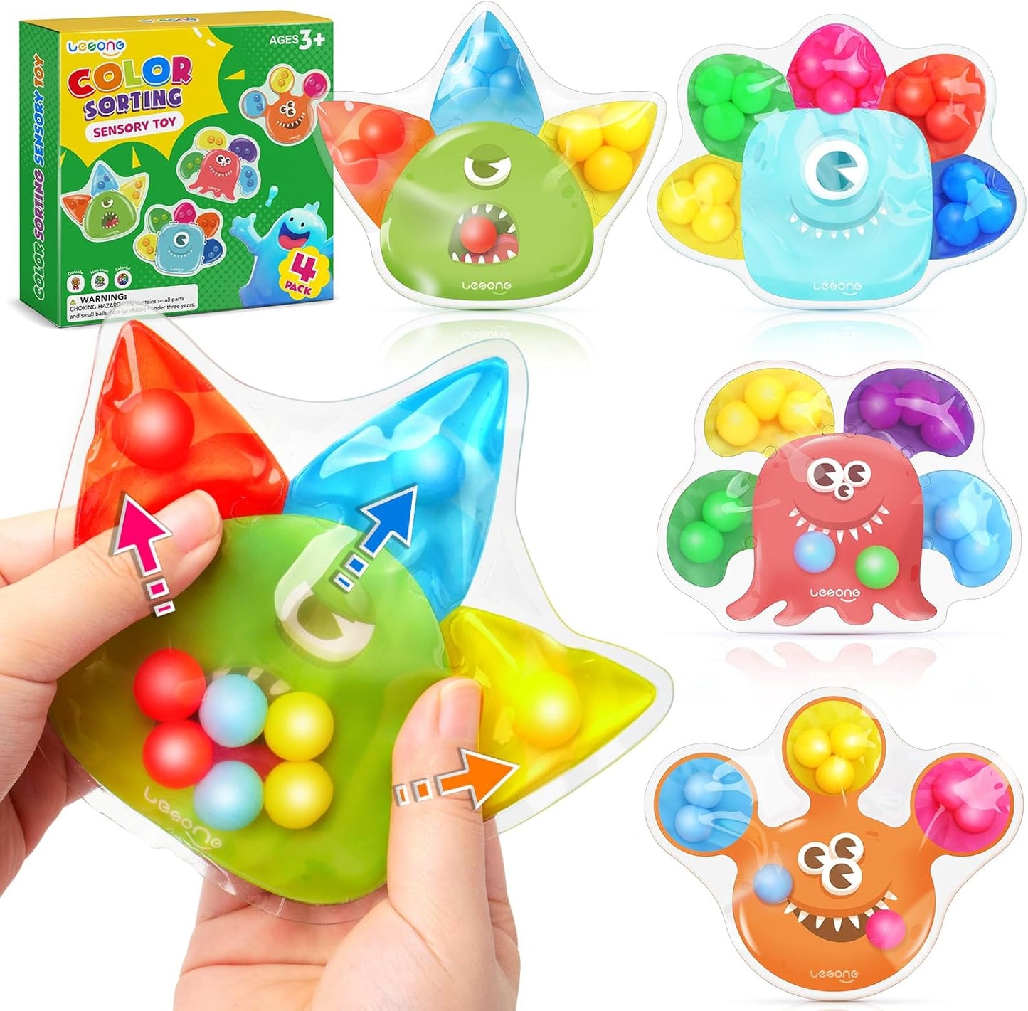 LESONG 顏色分類感統玩具 Color Sorting Sensory Toys – 4 Pack