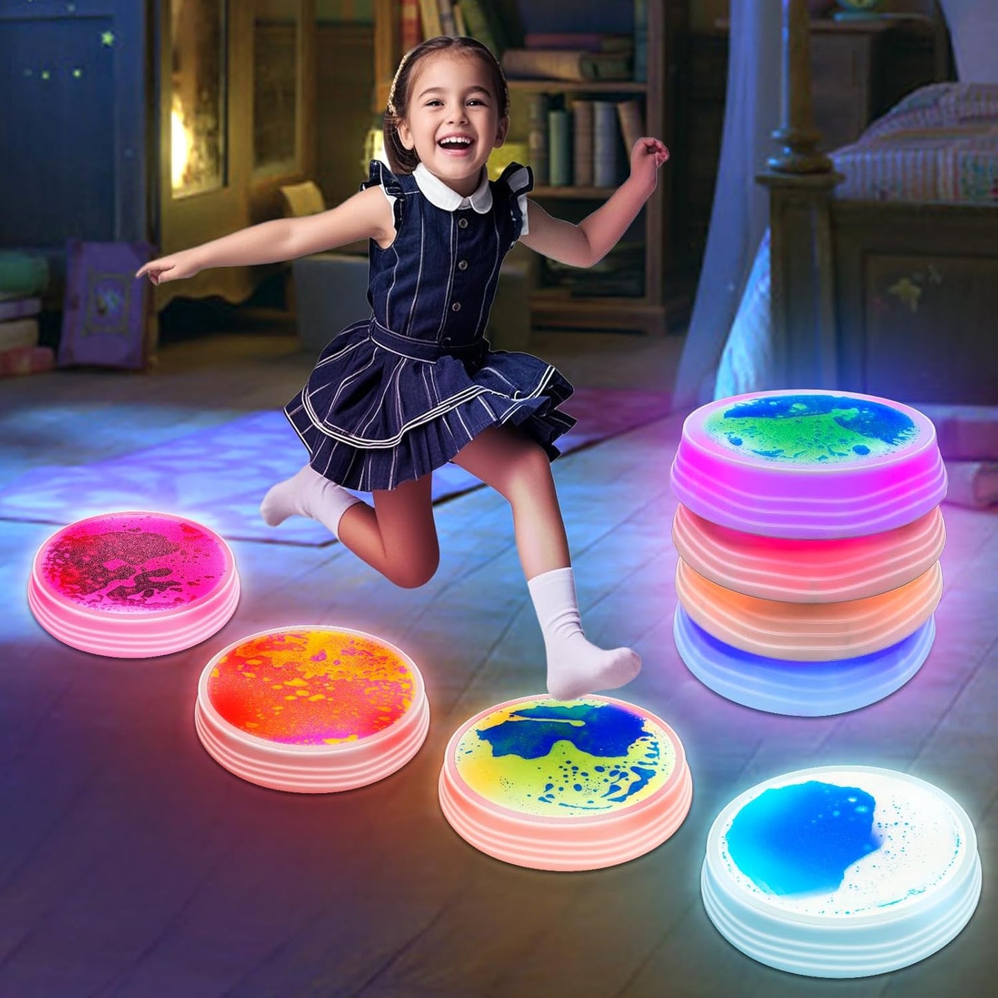 發光液態感統踏石 4入組 Light-Up Liquid Stepping Stones 4-Pack