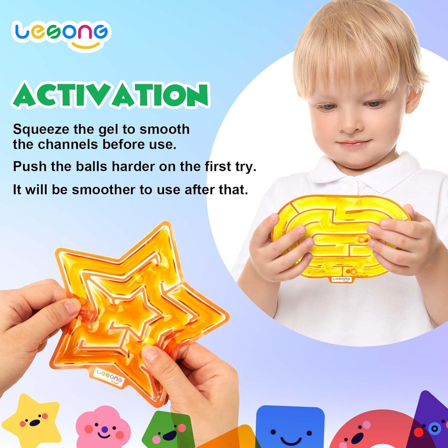 LESONG 凝膠迷宮感統玩具 8入組 Gel Maze Sensory Toys 8-Pack
