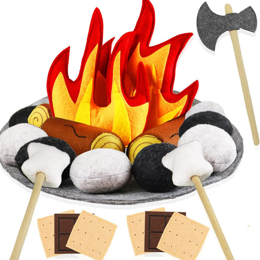 23件組 仿真營火毛氈遊戲套裝 23 PCS Pretend Campfire Plush Playset