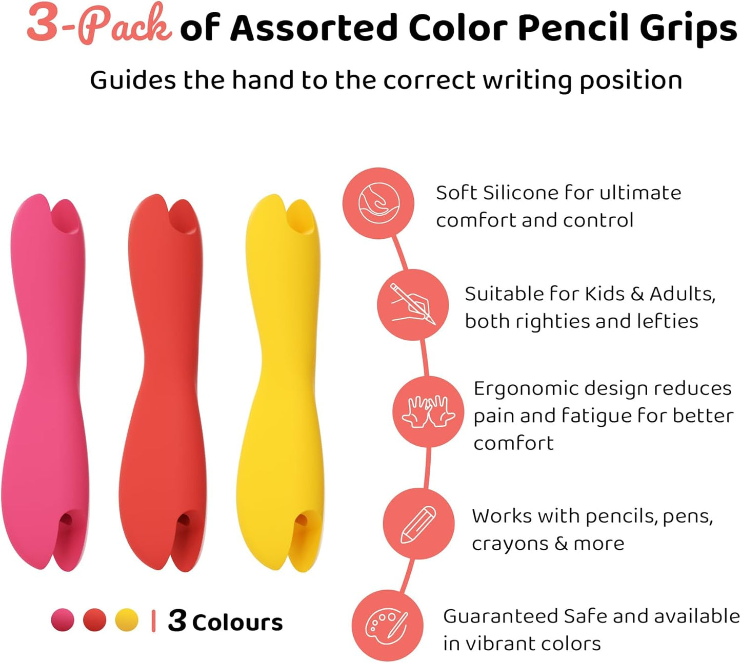 人體工學握筆器 3入組 Ergonomic Dual-Head Pencil Grips 3-Pack