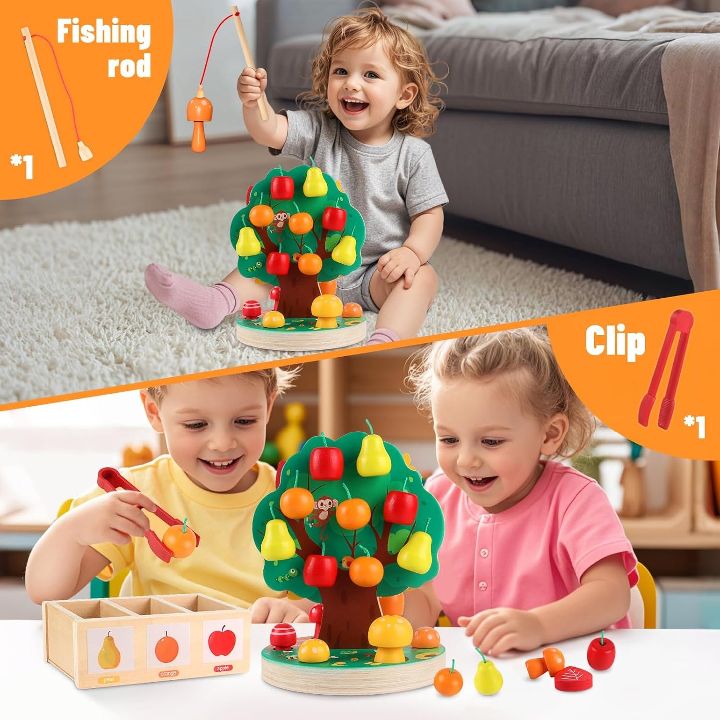 木質摘蘋果玩具 Fruit Picking Tree
