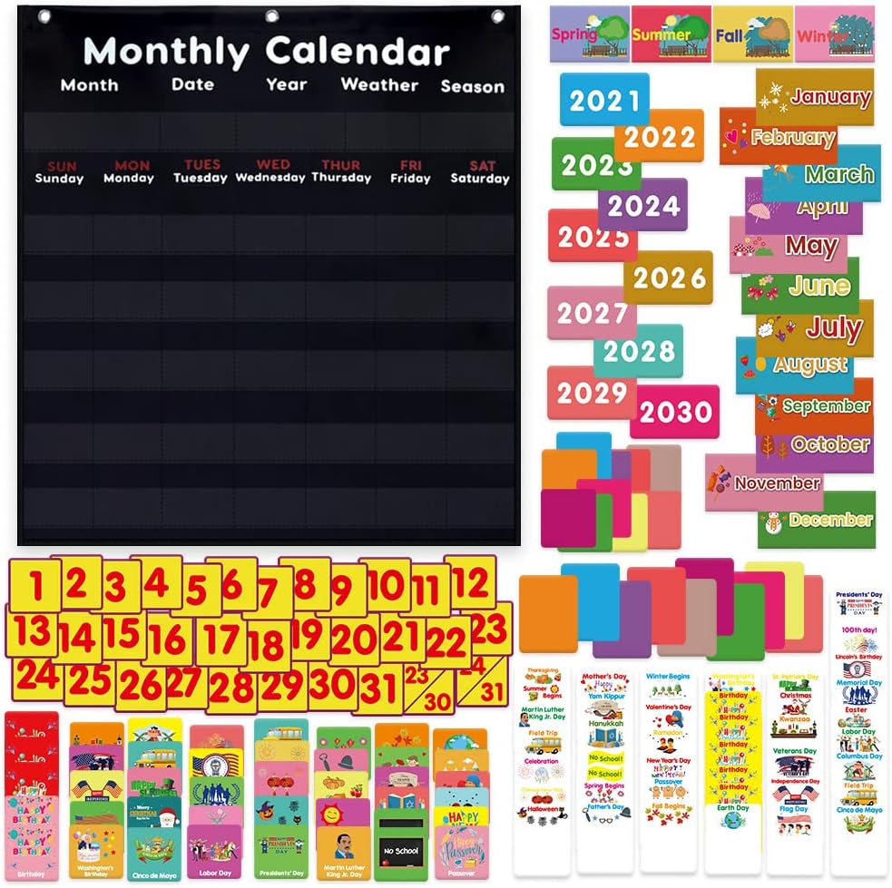 月曆天氣學習圖表 Monthly Calendar & Weather Pocket Chart