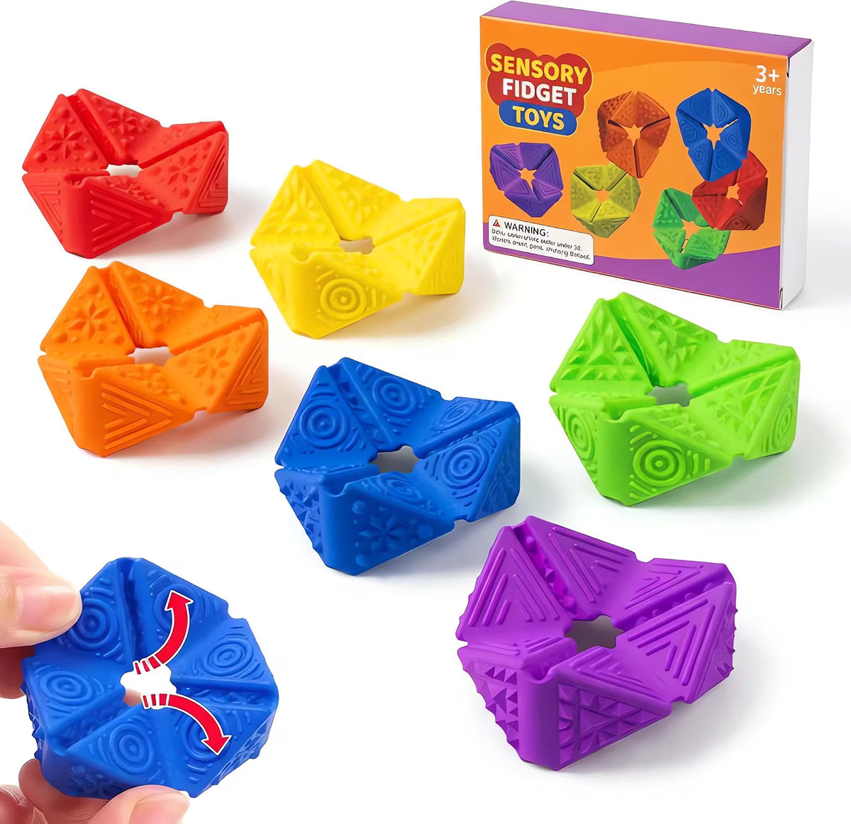 四面觸感翻轉方塊 矽膠感統減壓石 4-in-1 Textured Sensory Flip Cubes (Pack of 6)
