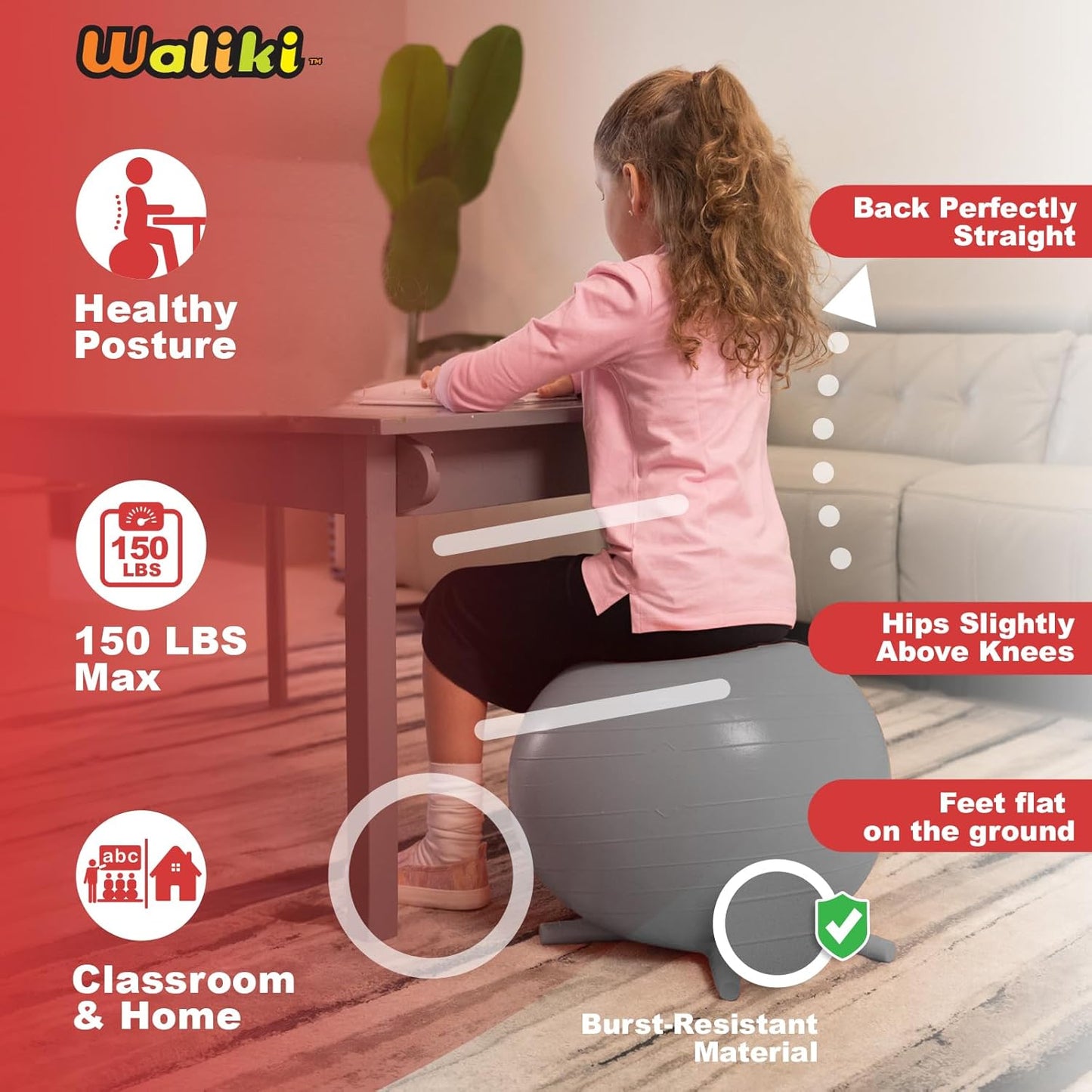 WALIKI 兒童足式瑜伽球椅 4張 Footed Yoga Ball Chair 4 PACK