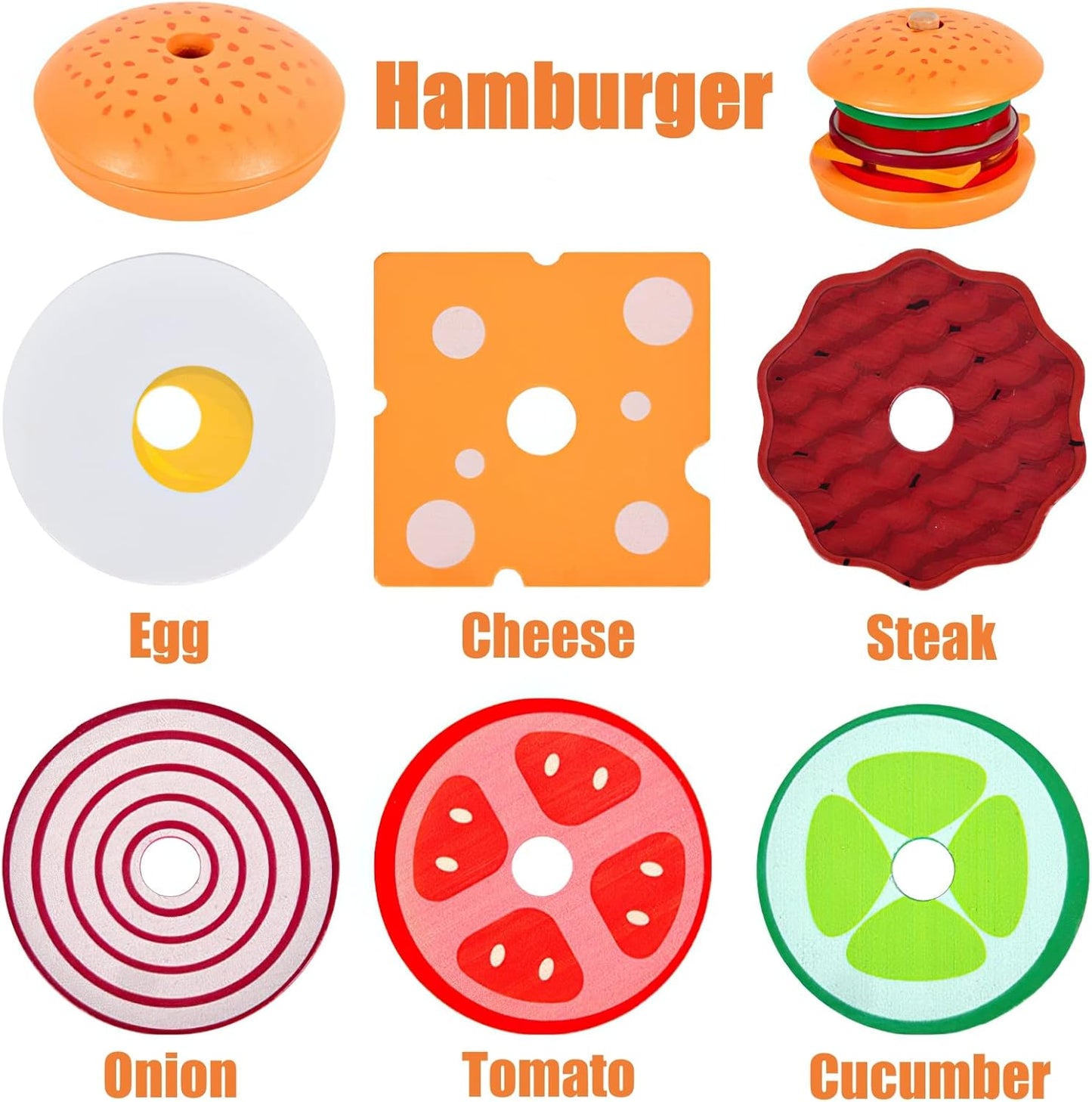 木質漢堡三明治堆疊玩具 Wooden Burger Sandwich Stacking Toy